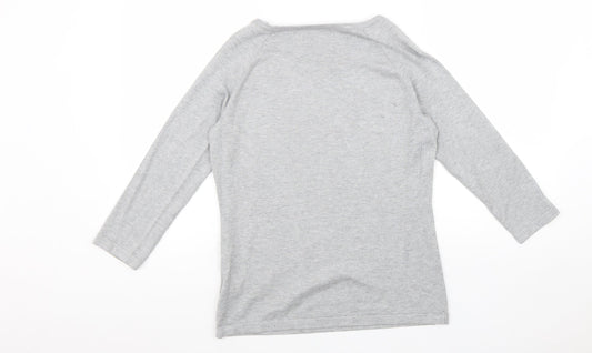 M&Co Womens Grey Viscose Basic Blouse Size 12 Scoop Neck