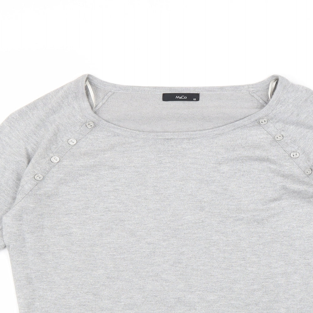 M&Co Womens Grey Viscose Basic Blouse Size 12 Scoop Neck