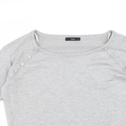 M&Co Womens Grey Viscose Basic Blouse Size 12 Scoop Neck