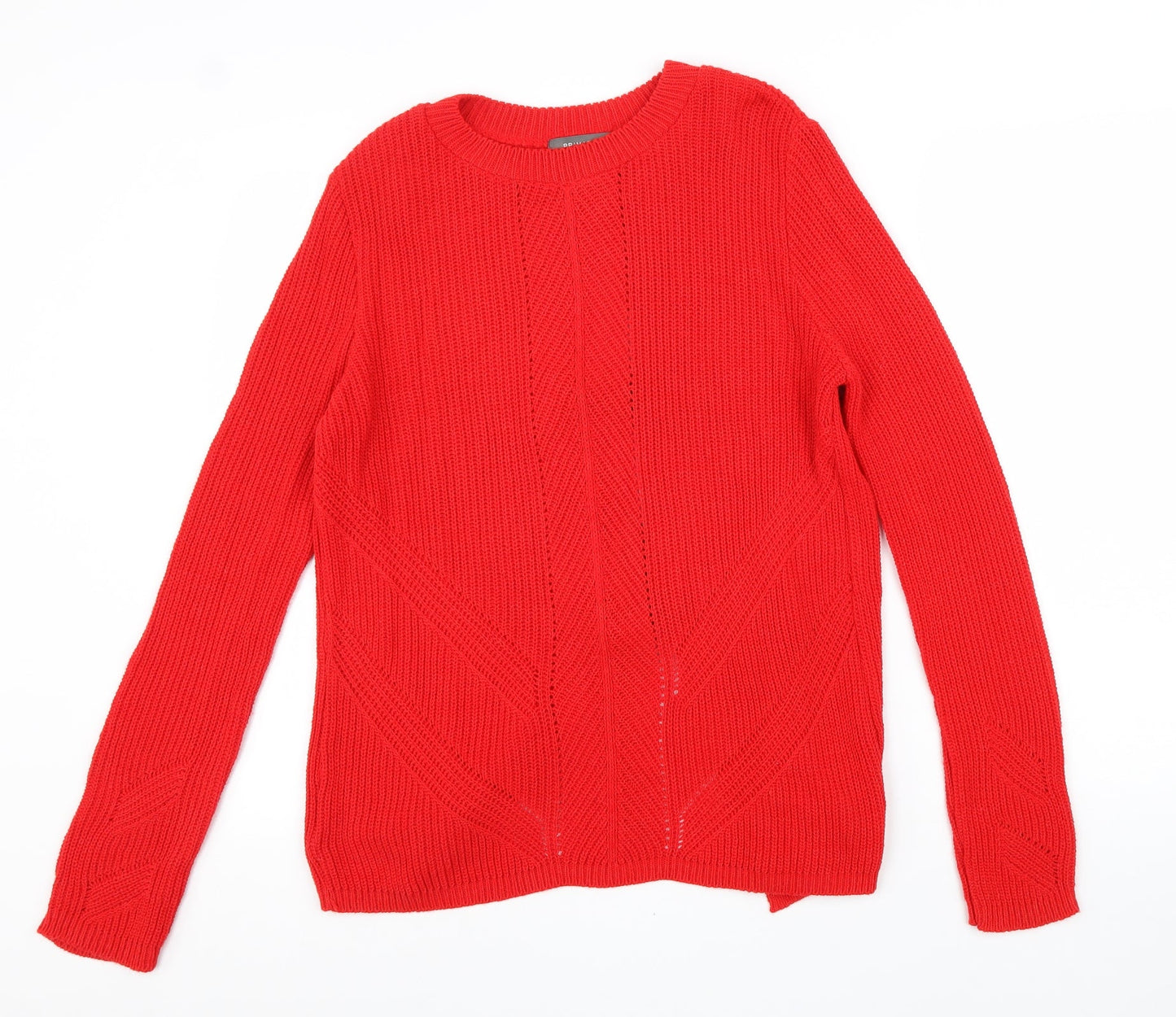 Primark Womens Red Round Neck Acrylic Pullover Jumper Size M