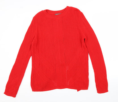 Primark Womens Red Round Neck Acrylic Pullover Jumper Size M