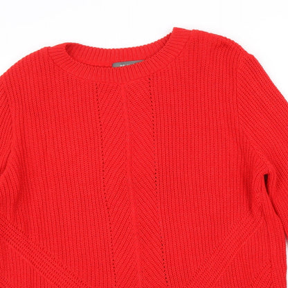 Primark Womens Red Round Neck Acrylic Pullover Jumper Size M