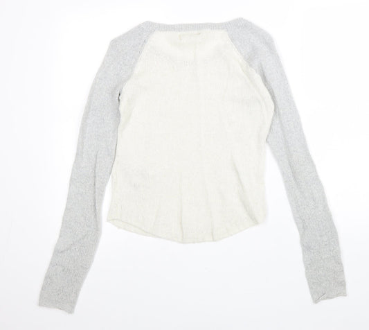 Womens UK Size XS Hollister White Pullover Jumper
