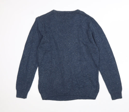 Cedar Wood State Mens Blue Round Neck Acrylic Pullover Jumper Size M Long Sleeve