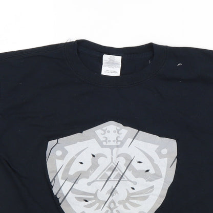 Gildan Boys Blue 100% Cotton Basic T-Shirt Size S Round Neck Pullover