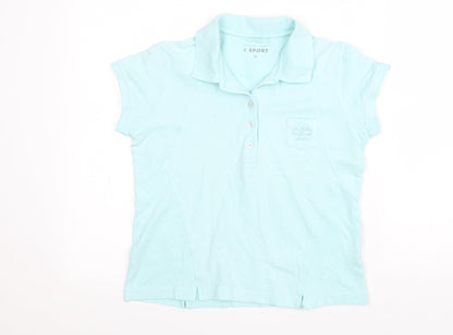 Green Lamb Womens Blue Cotton Basic Polo Size 12 Collared