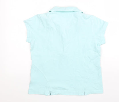 Green Lamb Womens Blue Cotton Basic Polo Size 12 Collared