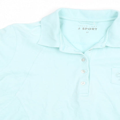 Green Lamb Womens Blue Cotton Basic Polo Size 12 Collared