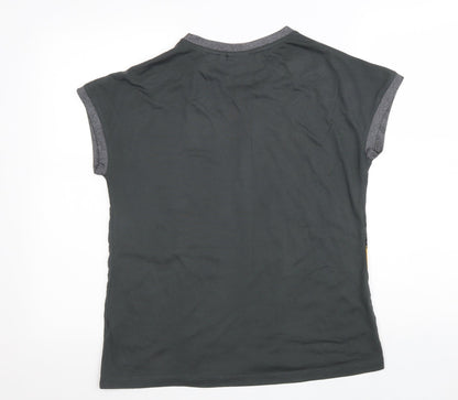 Fransa Womens Green Floral Polyester Basic T-Shirt Size S Round Neck