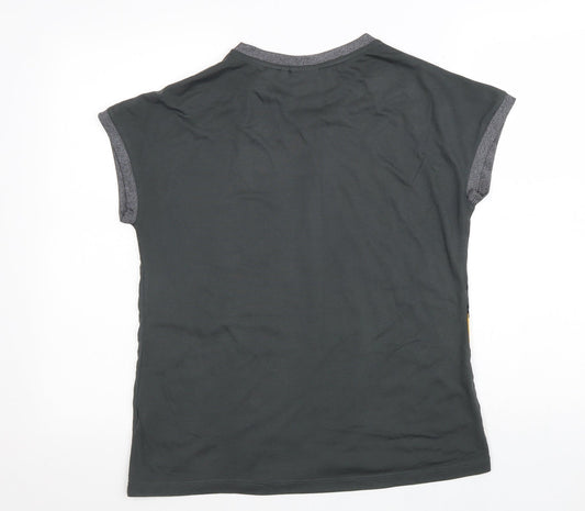 Fransa Womens Green Floral Polyester Basic T-Shirt Size S Round Neck