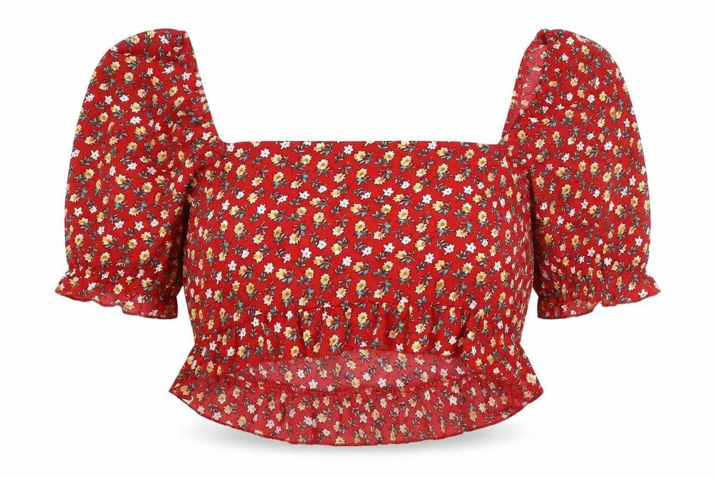 Womens UK Size 2XL SheIn Red Cropped Blouse