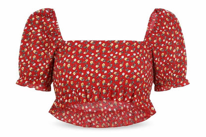 Womens UK Size 2XL SheIn Red Cropped Blouse