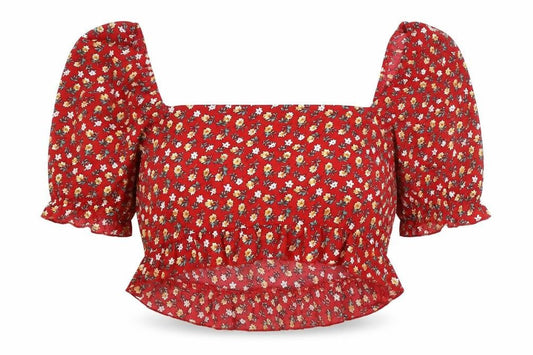 Womens UK Size 2XL SheIn Red Cropped Blouse