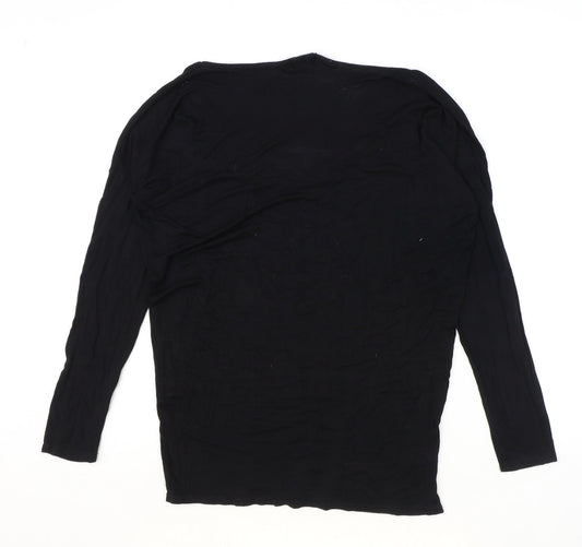 Boohoo Womens Black Polyester Basic T-Shirt Size 10 V-Neck