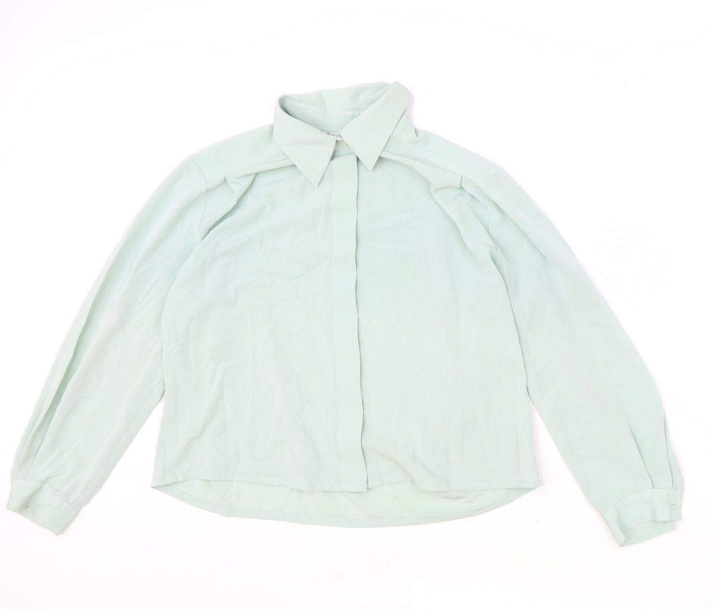 Womens UK Size 10 Preworn Blue Basic Button-Up
