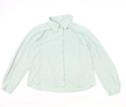 Womens UK Size 10 Preworn Blue Basic Button-Up