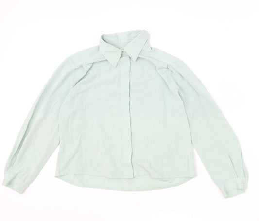 Womens UK Size 10 Preworn Blue Basic Button-Up