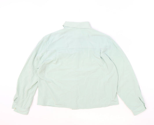 Womens UK Size 10 Preworn Blue Basic Button-Up