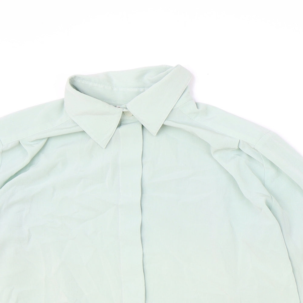 Womens UK Size 10 Preworn Blue Basic Button-Up