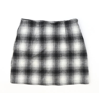 FOREVER 21 Womens Black Plaid Polyester Straight & Pencil Skirt Size S Zip