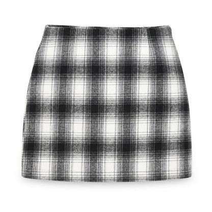 FOREVER 21 Womens Black Plaid Polyester Straight & Pencil Skirt Size S Zip