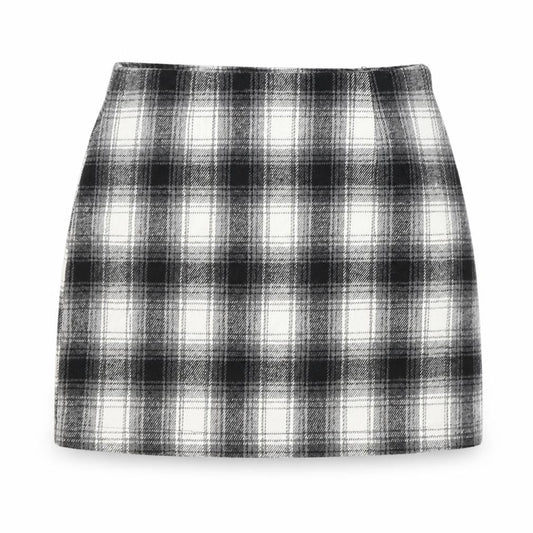 FOREVER 21 Womens Black Plaid Polyester Straight & Pencil Skirt Size S Zip