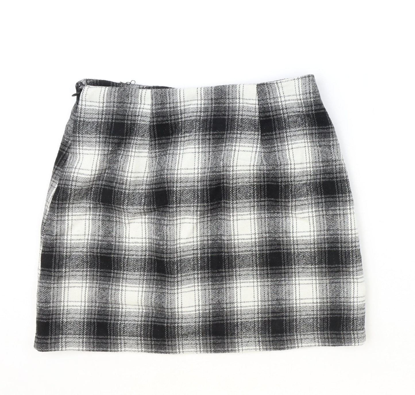 FOREVER 21 Womens Black Plaid Polyester Straight & Pencil Skirt Size S Zip