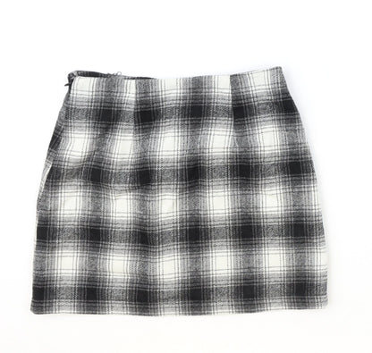 FOREVER 21 Womens Black Plaid Polyester Straight & Pencil Skirt Size S Zip