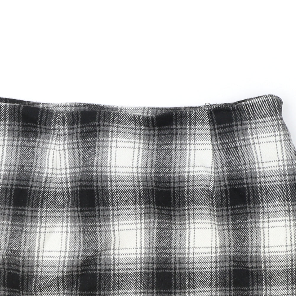 FOREVER 21 Womens Black Plaid Polyester Straight & Pencil Skirt Size S Zip