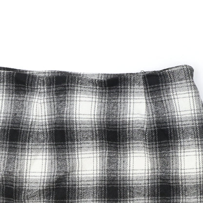 FOREVER 21 Womens Black Plaid Polyester Straight & Pencil Skirt Size S Zip
