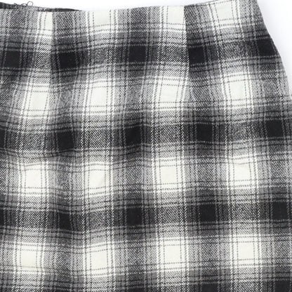 FOREVER 21 Womens Black Plaid Polyester Straight & Pencil Skirt Size S Zip