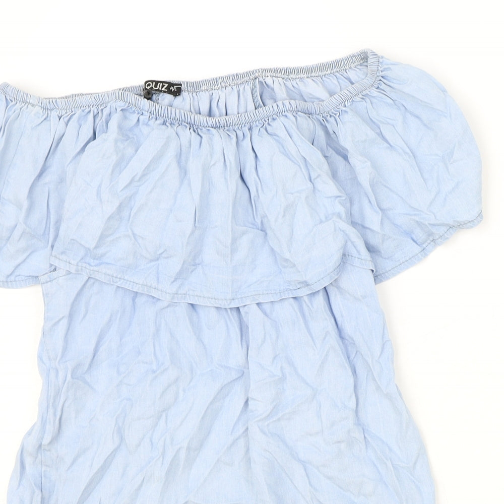 Womens UK Size S Quiz Blue Basic Blouse