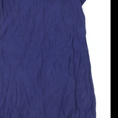 QED London Womens Blue Viscose A-Line Size S Scoop Neck Pullover