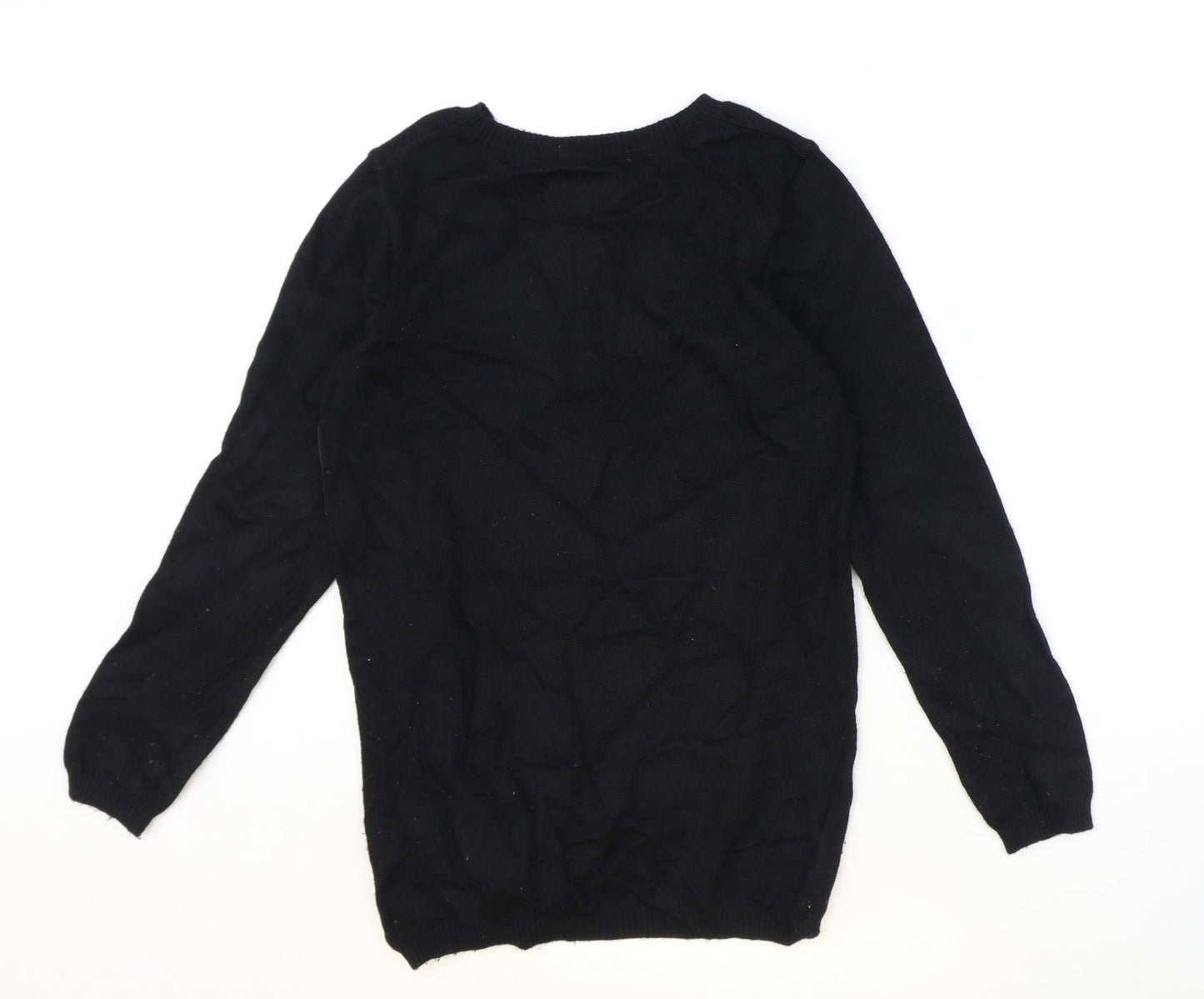 madam Womens Black Round Neck Polyester Pullover Jumper Size M