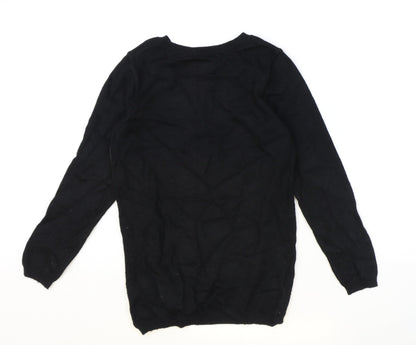 madam Womens Black Round Neck Polyester Pullover Jumper Size M