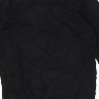 madam Womens Black Round Neck Polyester Pullover Jumper Size M