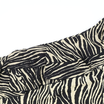 Boohoo Womens Beige Animal Print Polyester Basic Blouse Size 10 One Shoulder - Zebra Pattern
