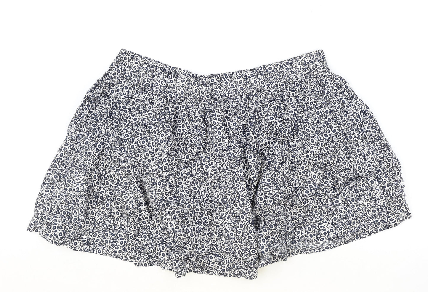 Marks and Spencer Womens Blue Floral Cotton Skater Skirt Size 20
