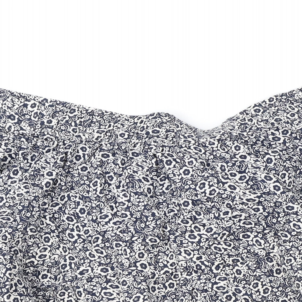 Marks and Spencer Womens Blue Floral Cotton Skater Skirt Size 20