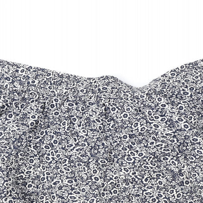 Marks and Spencer Womens Blue Floral Cotton Skater Skirt Size 20
