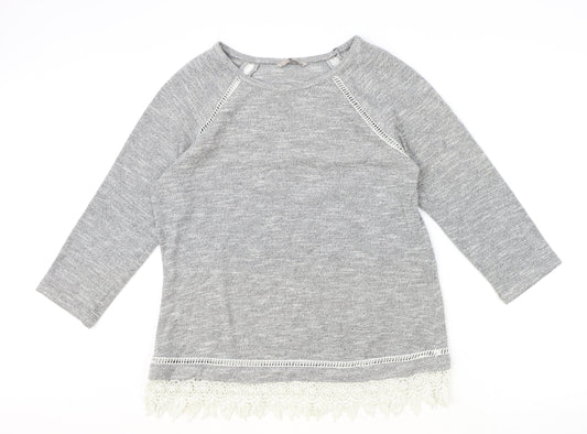 TU Womens Green Round Neck Polyester Pullover Jumper Size 14