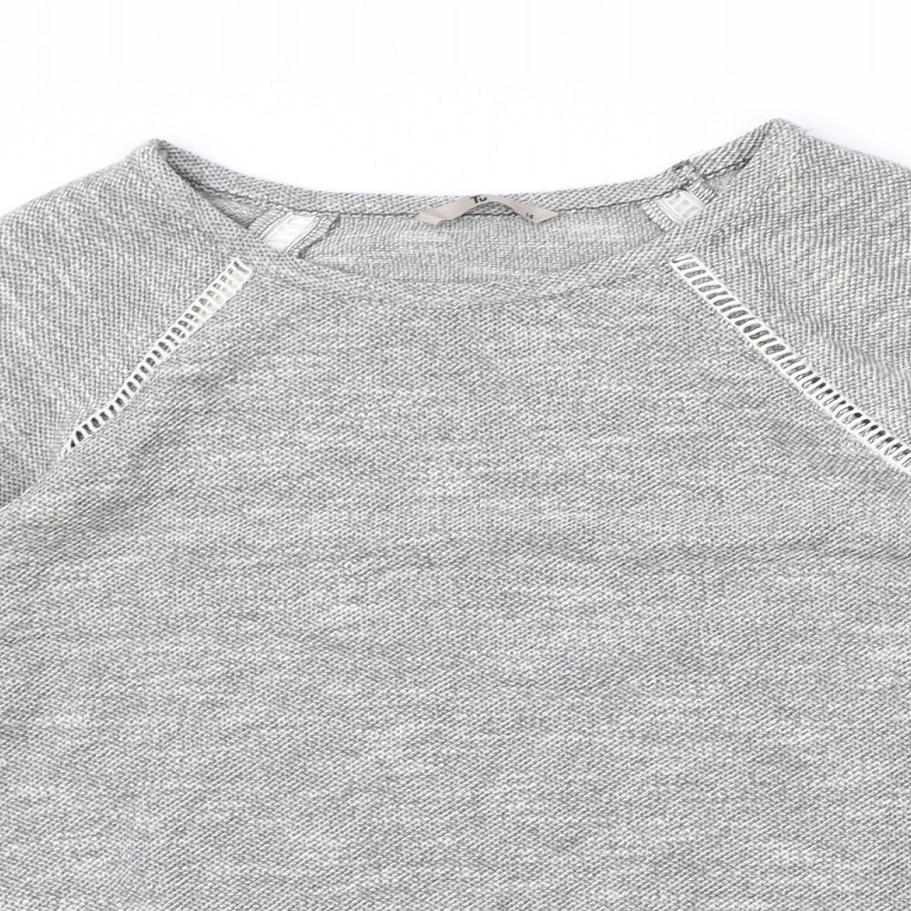 TU Womens Green Round Neck Polyester Pullover Jumper Size 14