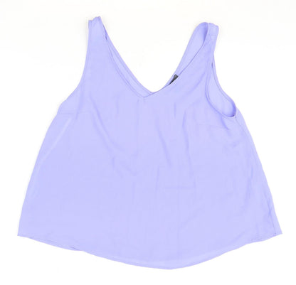Primark Womens Blue Polyester Basic Tank Size 10 V-Neck