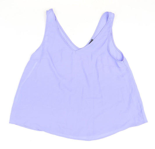 Primark Womens Blue Polyester Basic Tank Size 10 V-Neck