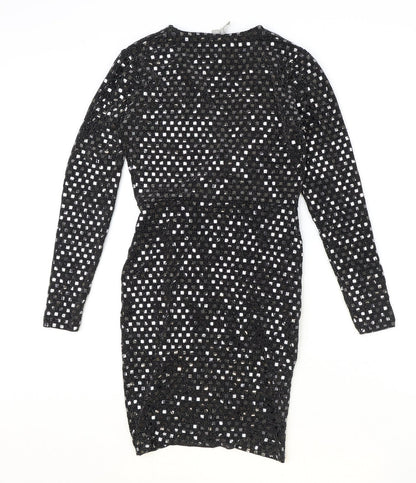 ASOS Womens Black Polyester Pencil Dress Size 6 V-Neck Pullover