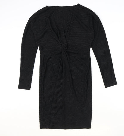 NEXT Womens Black Striped Polyester Shift Size 10 Boat Neck Pullover