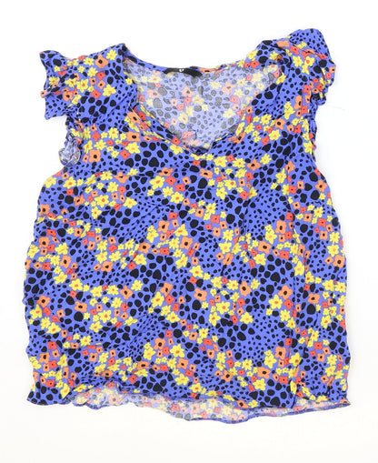 Womens UK Size 14 Very Blue Basic T-Shirt