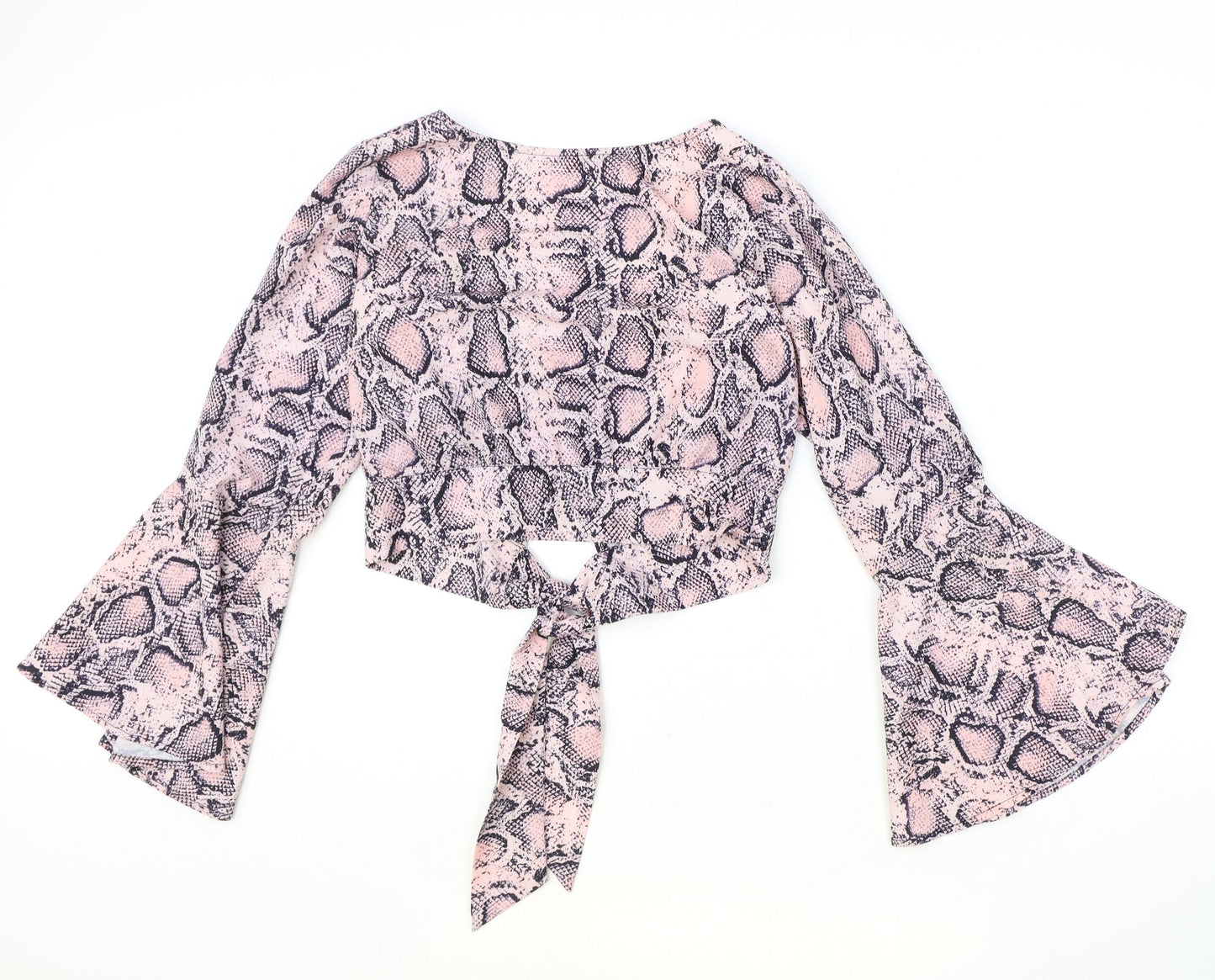 Womens UK Size S Preworn Pink Cropped Blouse