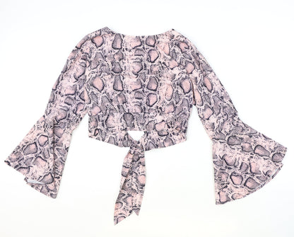 Womens UK Size S Preworn Pink Cropped Blouse