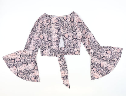 Womens UK Size S Preworn Pink Cropped Blouse